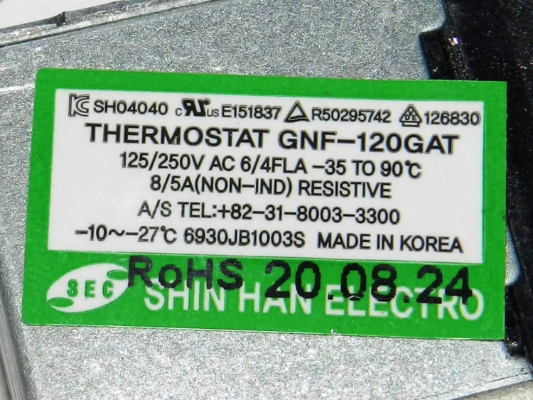 6930JB1003S - Терморегулятор GNF-120GAT -10 / -27 (капиляр 34см) LG